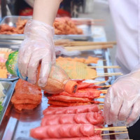100只装一次性手套食品塑料薄膜透明餐饮厨房龙虾美发家用外卖米