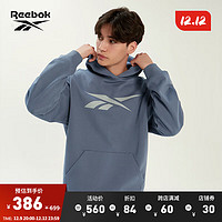 Reebok锐步男女同款经典运动休闲时尚纯色连帽套头衫卫衣 蓝色 S