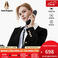 Hush Puppies暇步士女装2024春职场通勤简约百搭针织西服外套 188黑色 S