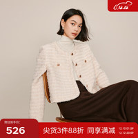 伊芙丽（eifini）伊芙丽蝴蝶纱流苏设计精致大气小香风短外套休闲外套 米白 165/88A/L