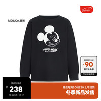 little MO&Co.迪士尼米奇IP little moco童装23冬装男女童纯棉长袖印花T恤 黑色 140/64