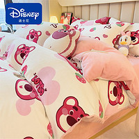 Disney 迪士尼 A类牛奶绒四件套冬季卡通加厚珊瑚绒双面绒被套床单三件套