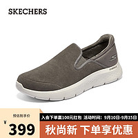 斯凯奇（Skechers）秋冬男鞋加绒健步鞋一脚蹬轻便懒人鞋216621  灰褐色TPE 42.5 