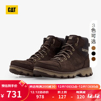卡特彼勒CAT卡特男士城市机能户防水外经典牛皮工装靴低靴 褐色 44