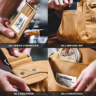 马登（Maden）美式复古大容量斜挎报童包字母帆布机车电脑托特邮差包男 杏黄 均码