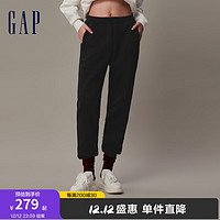 Gap 盖璞 女装冬季2023LOGO休闲宽松运动裤卫裤841138束脚裤长裤 黑色 155/58A(XS)