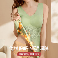 德绒保暖背心式女士冬季加绒加厚带胸垫穿免文胸内衣内穿无痕上衣
