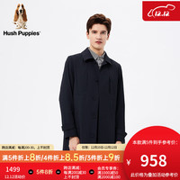 Hush Puppies暇步士男装2024春商务休闲通勤简约百搭风衣外套 075深蓝1 M