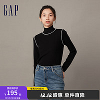 Gap女装冬季2023时尚宽松廓形半高领针织衫836246休闲毛衣 黑色 160/80A(S)亚洲尺码