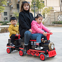 魅力娃 儿童电动车四轮宝宝小火车玩具车可坐人大人小孩带遥控汽车网红车