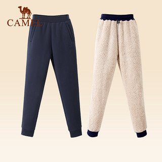 CAMEL 骆驼 羊羔绒运动裤男士秋冬季裤子加绒加厚束脚长裤保暖卫裤女