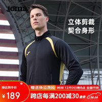 JOMA运动外套男针织长袖拉链衫秋冬季加绒保暖长袖立领修身显瘦男上衣 黑色 4XL