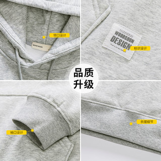 WOODSOON连帽卫衣男春秋季宽松纯色男士上衣运动秋冬加绒套头衫潮