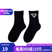 波尼 PONY 袜子纯色棉袜一双黑百搭男女短袜 241K3AI10BK 黑 均码