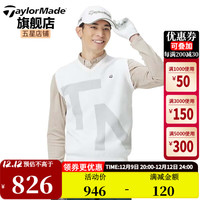 Taylormade泰勒梅高尔夫服装冬男士运动保暖V领针织背心 U21520 白色 XL