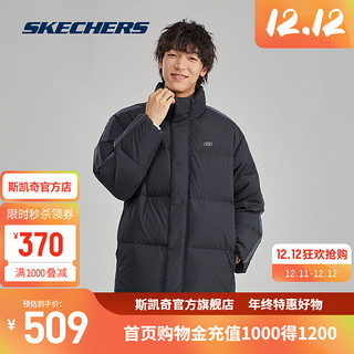 斯凯奇（Skechers）冬季男性成人短款羽绒外套立领防风保暖简约款L423M092 碳黑/0018 L