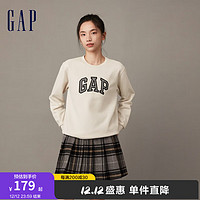 Gap 盖璞 女装冬季2023新款LOGO碳素软磨抓绒卫衣841070宽松运动上衣 米白色 175/92A(XL)亚洲尺码