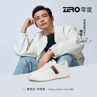 零度Zero男士板鞋真皮舒适时尚撞色拼接百搭经典日常休闲鞋子男 白色 42
