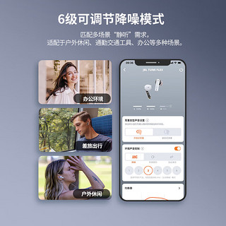JBLTUNE FLEX 小晶豆真无线蓝牙耳机 半入耳音乐耳机 主动降噪运动防汗【于适款】白色
