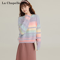 La Chapelle 休闲百搭针织衫女2023冬季爆款时尚条纹通勤宽松显瘦上衣