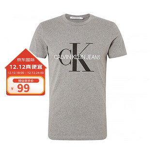 Calvin Klein CK男士T恤 短袖时尚经典logo夏装 J30J314314 P2F灰色 S 