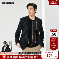 利郎休闲西服外套男2024春季修身印花男士西装上衣 黑色(23CDX061SA) 175/88A