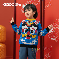 aqpa儿童毛衣针织冬季新年红色国风衣服婴幼儿上衣