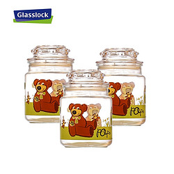 Glasslock 三光云彩 玻璃密封储物罐 350ml*3个装 小熊印花