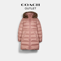 COACH 蔻驰 奥莱女士皮毛一体长款修身羽绒服冬季外套