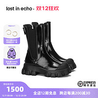 lost in echo 白鹿同款不无聊的靴系列 趣味鞋头轻厚底切尔西烟筒靴 黑色 39