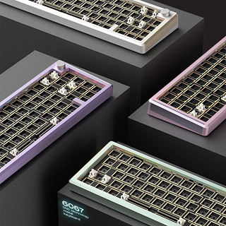 Monka魔咖 6067铝坨坨机械键盘有线67配列Gasket客制化键盘RGB游戏全键无冲热插拔套件 晨雾灰(RGB)套件 套件(无轴体无键帽)