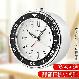 SEIKO 精工 圆形绿水鬼静音扫秒贪睡夜灯夜光小闹钟