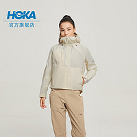 HOKA ONE ONE 女士防雨夹克Transport Rain Jacket防水反光 蛋酒色 XS