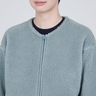 無印良品 MUJI 無印良品  女式  长毛抓绒 夹克 短款外套女  简约风 BB2NSA3A 浅蓝色 XS(150/76A)