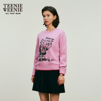 Teenie Weenie小熊2024年早春重工珠绣圆领套头毛衣保暖针织衫 粉色 165/M