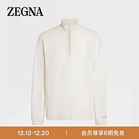 杰尼亚（Zegna）白色 Cashco 拉链企领运动衫UC545A6-CCT870-N01-M