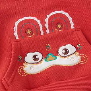 童泰婴儿卫衣套装秋冬宝宝儿童外出衣服新年TS34Q447-DS红色110cm