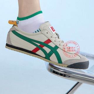 Onitsuka Tiger鬼冢虎男鞋女鞋 2023冬MEXICO 66运动鞋轻便透气休闲鞋子 201/米色-橄榄绿/店长热推 正码 脚宽拍大半码到一码