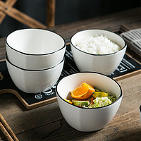 极简时尚：KANQIN 康琴 陶瓷方碗 4.5英寸 8个