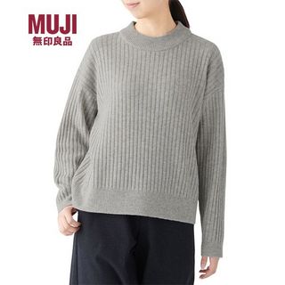 MUJI 無印良品 无印良品 含牦牛绒羊毛 宽罗纹编织 高圆领毛衣