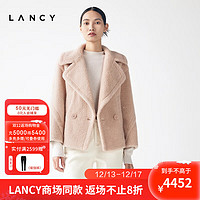 朗姿 LANCY2023冬季新款法式颗粒羊毛外套短款女气质高级感大衣 大红色 M