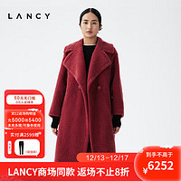 朗姿 LANCY2023冬季新款羊剪毛大衣女装明星同款外套 大红色 M