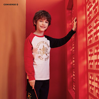 Converse【龙年系列】匡威儿童装2024新年CNY男童中大童拼接长袖运动T恤 匡威红 130/64