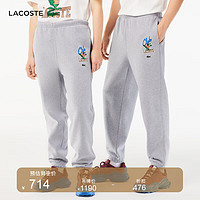 LACOSTE法国鳄鱼男女同款时尚印花束脚运动长裤XH1521 CCA/银灰色 XS/160