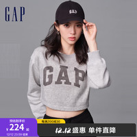 Gap女装冬季2023LOGO加长款卫衣454285上衣 灰色 160/80A(XXS)