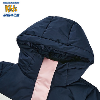 Skechers斯凯奇童服舒适女童冬装休闲儿童羽绒服防风保暖长款外套L423G053