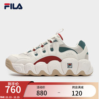 FILA 斐乐 男鞋复古运动鞋2024春圣诞可颂鞋休闲鞋老爹鞋 雪白/雨朦灰色-SR
