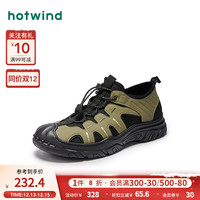热风 hotwind2024年春季男士时尚圆头运动休闲鞋个性拼色舒适工装鞋潮 75黑绿 38
