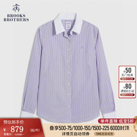 布克兄弟 Brooks Brothers BrooksBrothers）女士新翻领竖条纹免烫长袖衬衫 B545-开放紫色 0