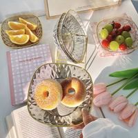 迈兰迪 新款轻奢水晶钻石纹碟备菜盘果盘零食饼干吐骨碟家用食品级餐桌盘